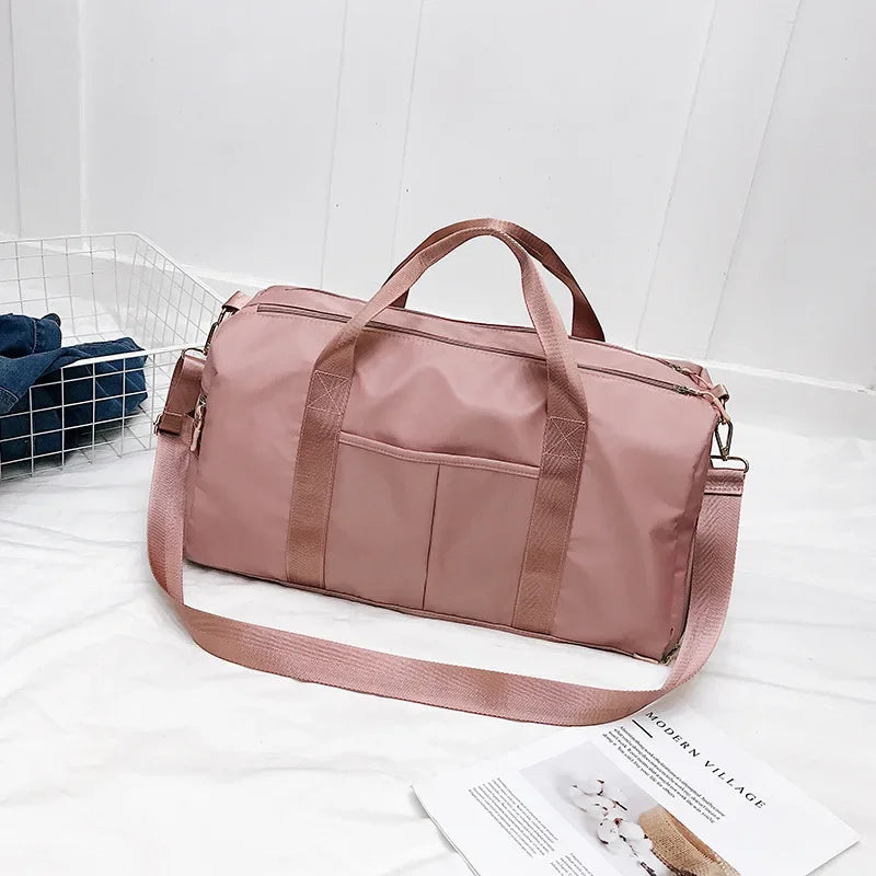 Outdoor Waterproof Nylon Sports Gym Bags Men Women Training Fitness Travel Handbag Yoga Mat Sport Bag with Shoes Compartment