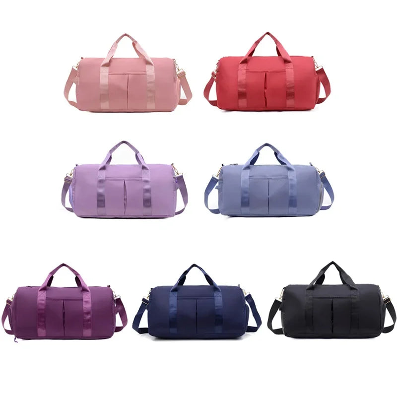 Outdoor Waterproof Nylon Sports Gym Bags Men Women Training Fitness Travel Handbag Yoga Mat Sport Bag with Shoes Compartment