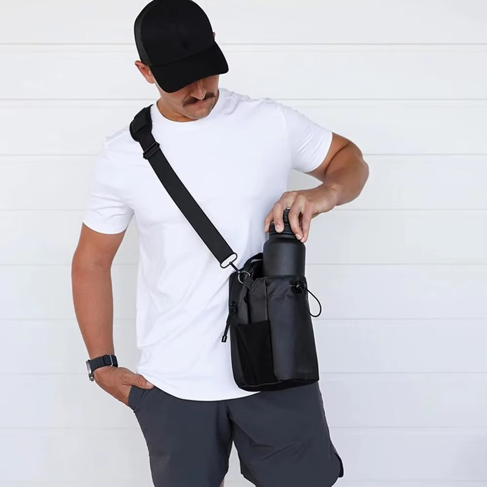 Magnetic Gym Bag Huge Capacity Magnetic Carrier Pouch with Phone Pocket Portable Water Bottle Pouch Cross Body Accessories Bag