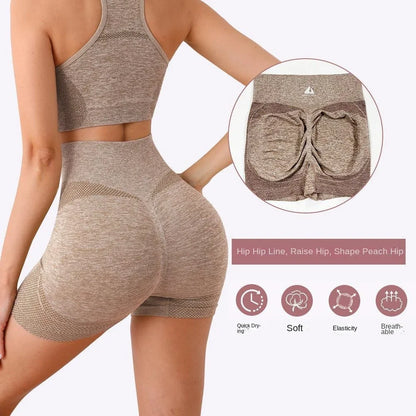 2PCS Seamless Women Yoga Set Workout Sportswear Gym Clothing Fitness Long Sleeve Crop Top High Waist Leggings Sports Suits