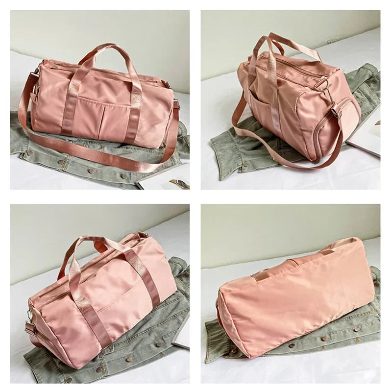 Outdoor Waterproof Nylon Sports Gym Bags Men Women Training Fitness Travel Handbag Yoga Mat Sport Bag with Shoes Compartment
