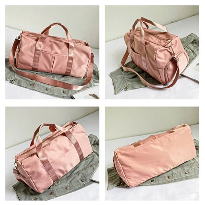 Outdoor Waterproof Nylon Sports Gym Bags Men Women Training Fitness Travel Handbag Yoga Mat Sport Bag with Shoes Compartment