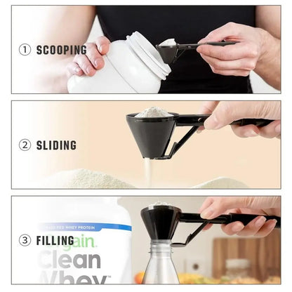 Creative Flling Coffee Scoop Funnel Sliding Design Long Handle Funnel Spoon Reusable Powder Funnel Scoop Kitchen Gadgets